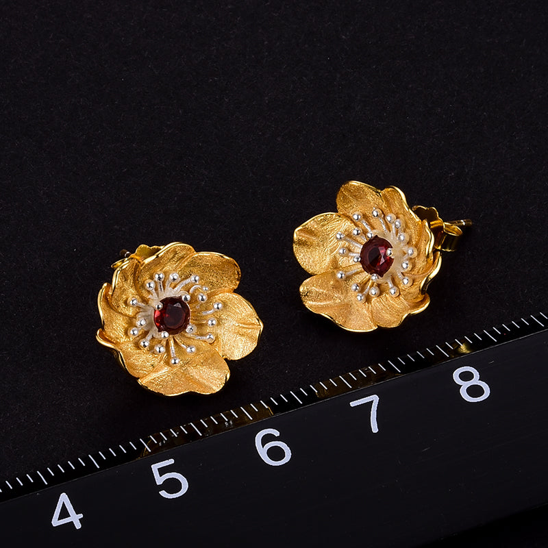 Silver Anemone Studs | Anemone Flower Studs | Parure by Asma