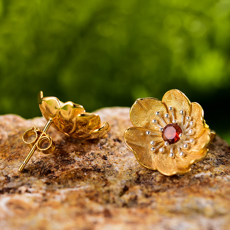 Silver Anemone Studs | Anemone Flower Studs | Parure by Asma