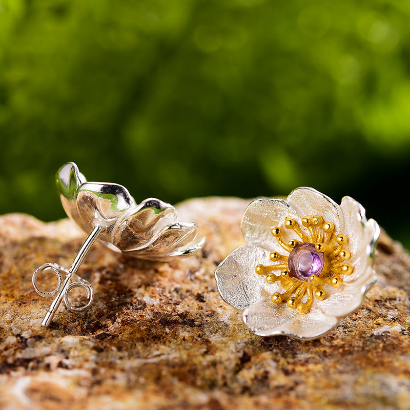 Silver Anemone Studs | Anemone Flower Studs | Parure by Asma