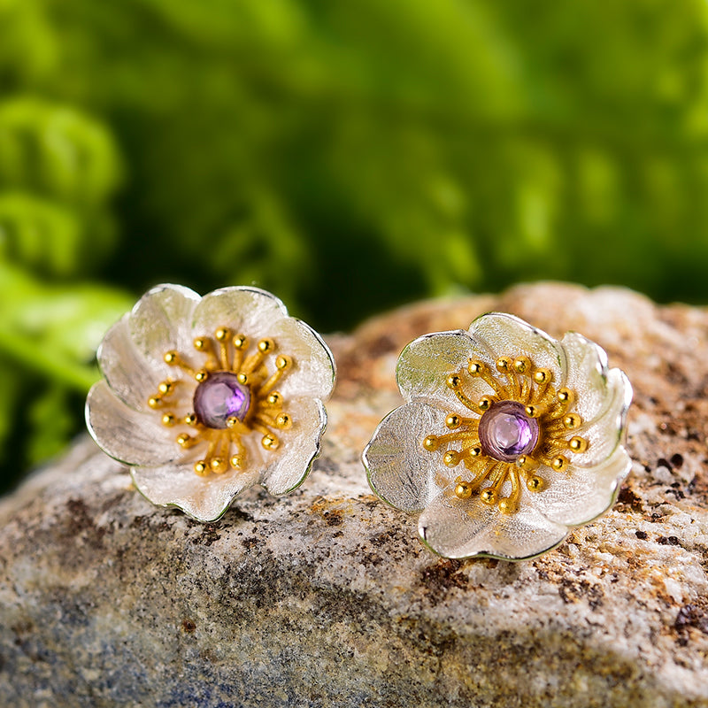Silver Anemone Studs | Anemone Flower Studs | Parure by Asma