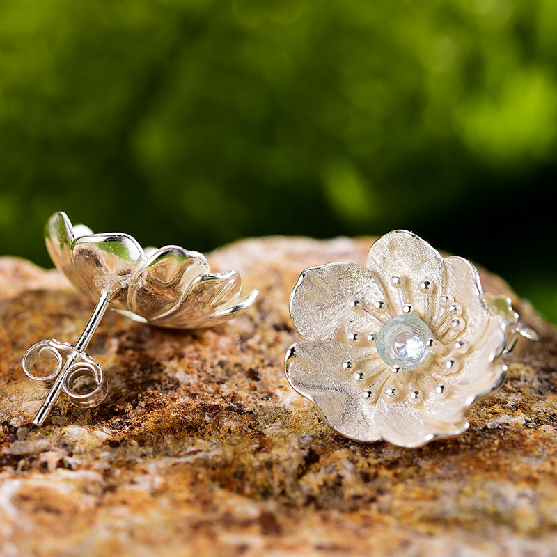 Silver Anemone Studs | Anemone Flower Studs | Parure by Asma