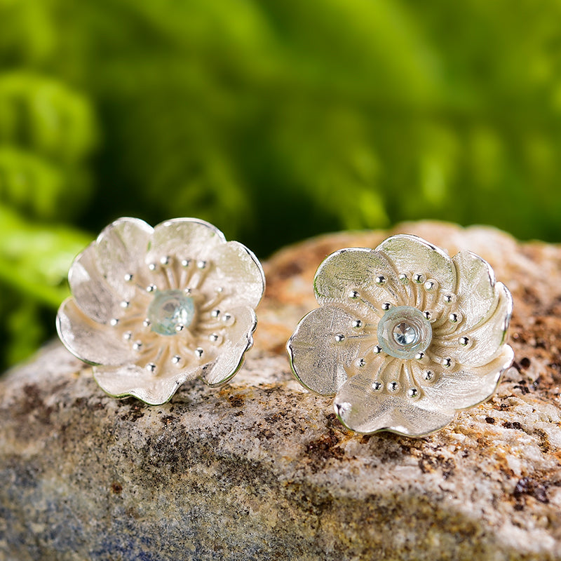 Silver Anemone Studs | Anemone Flower Studs | Parure by Asma