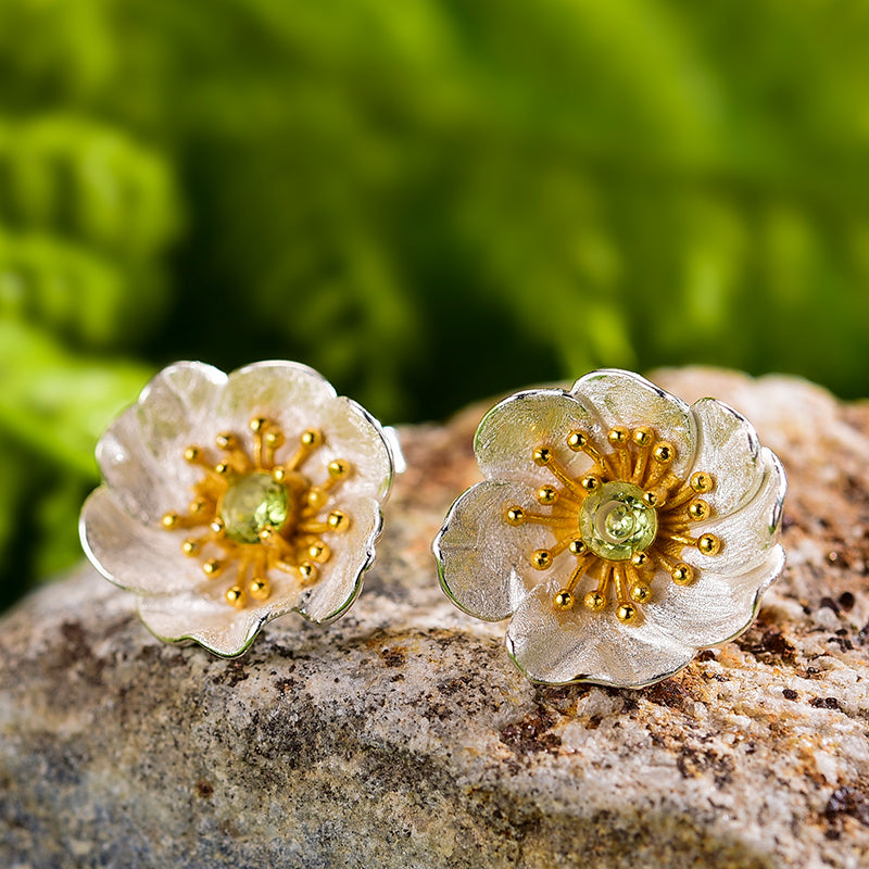 Silver Anemone Studs | Anemone Flower Studs | Parure by Asma