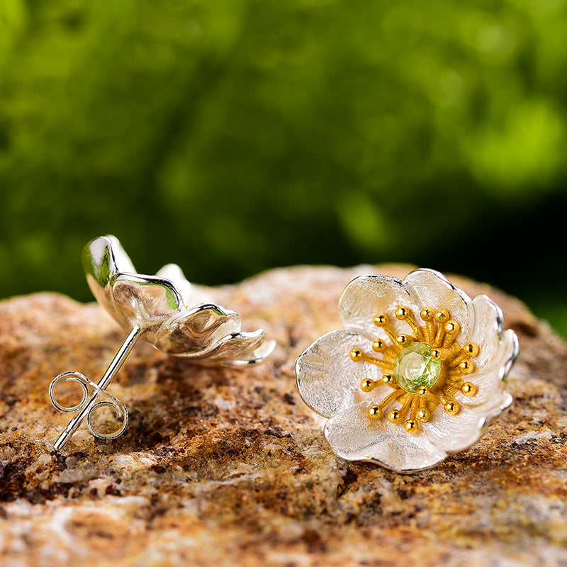 Silver Anemone Studs | Anemone Flower Studs | Parure by Asma