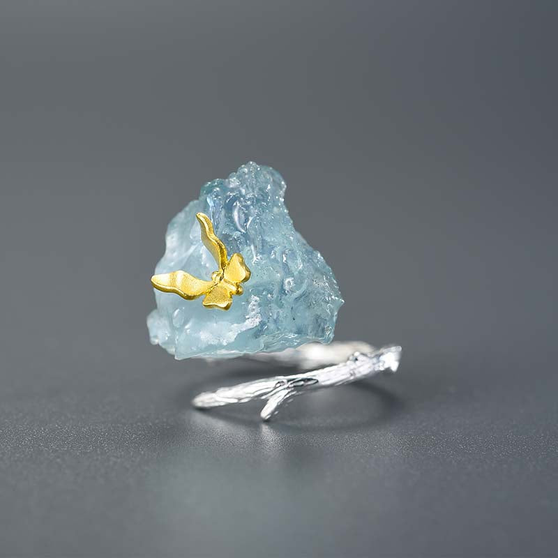 Women's Butterfly Rings | Aquamarine Butterfly Ring | Parure by Asma