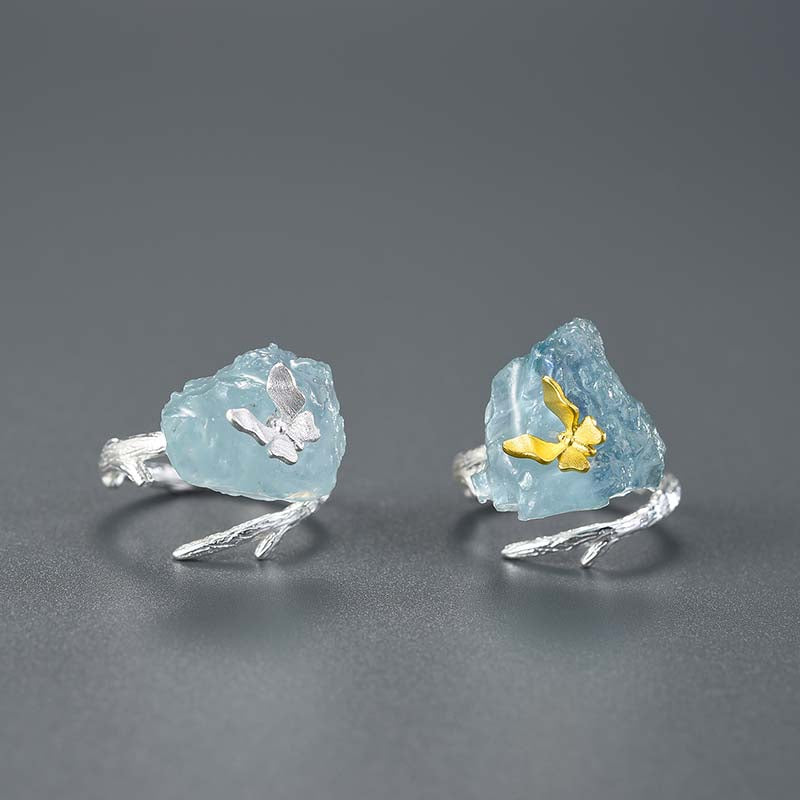 Women's Butterfly Rings | Aquamarine Butterfly Ring | Parure by Asma