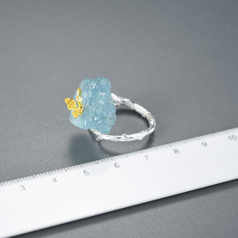 Women's Butterfly Rings | Aquamarine Butterfly Ring | Parure by Asma