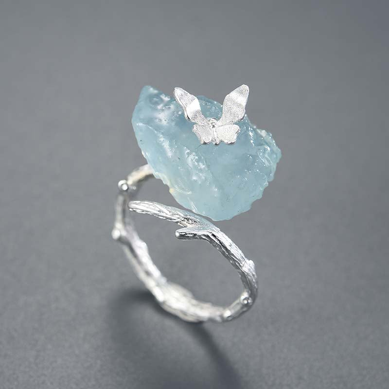 Women's Butterfly Rings | Aquamarine Butterfly Ring | Parure by Asma