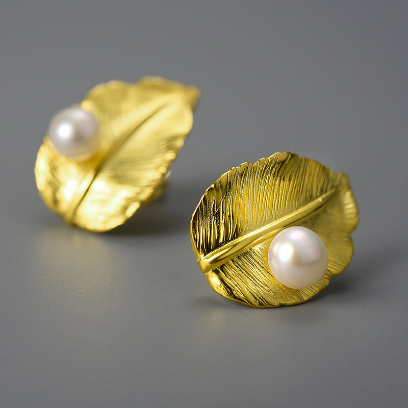 Fresh Water Pearl Leaf Stud.jpg