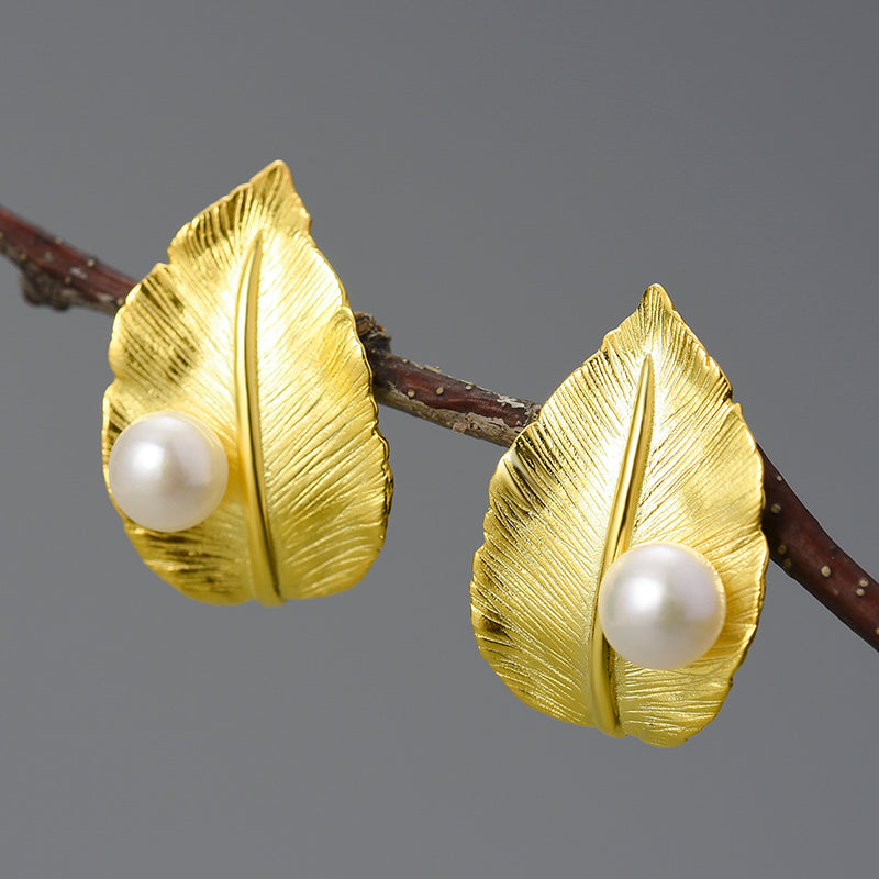 Fresh Water Pearl Leaf Stud.jpg