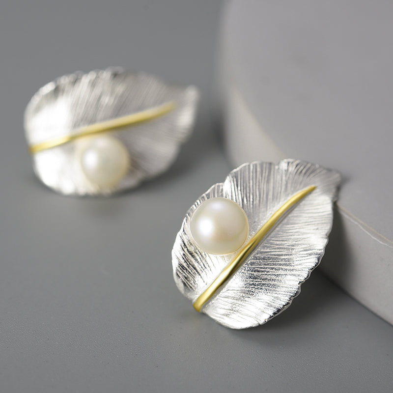 Fresh Water Pearl Leaf Stud.jpg
