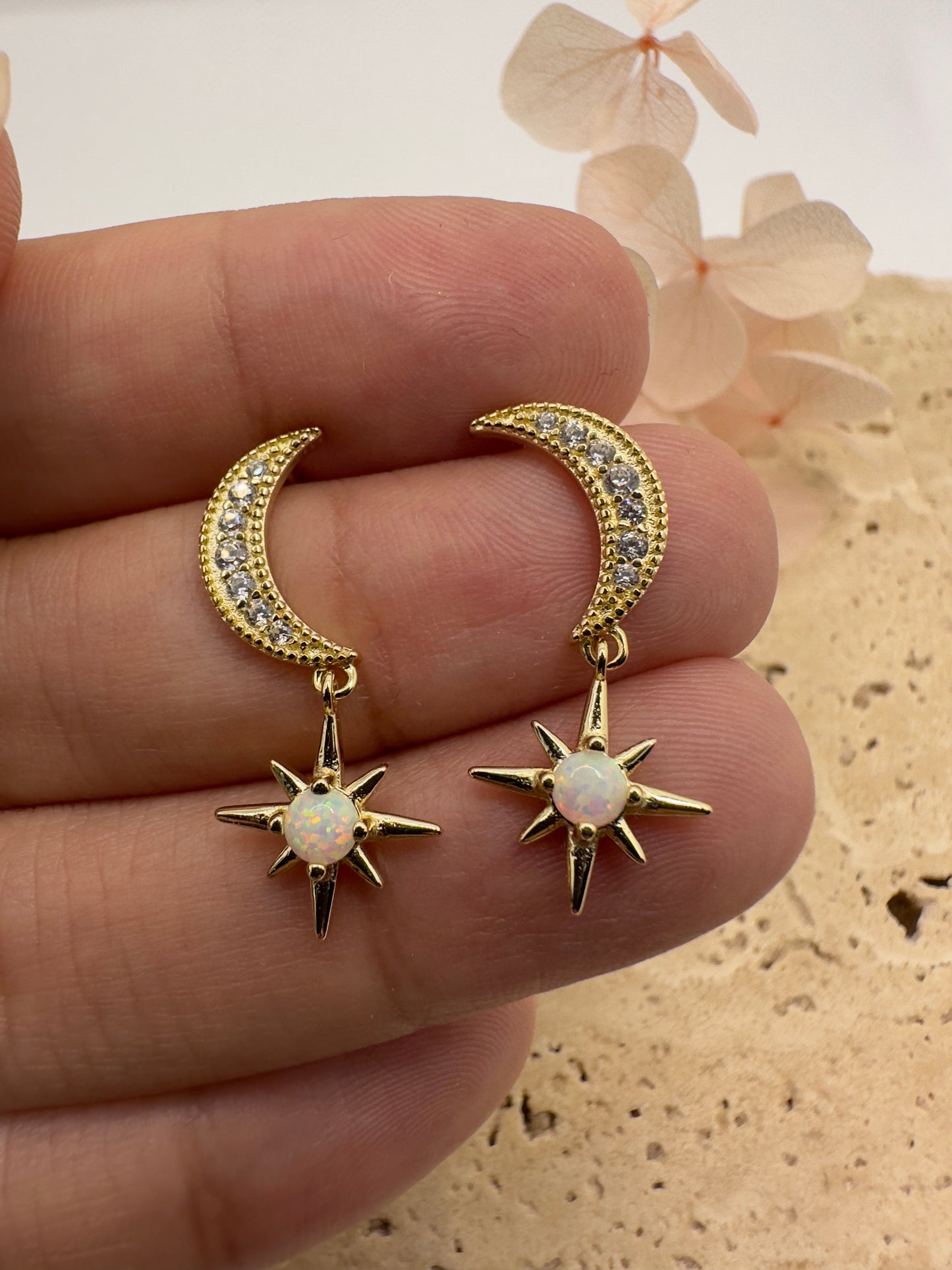 Moon Star Opal Earrings