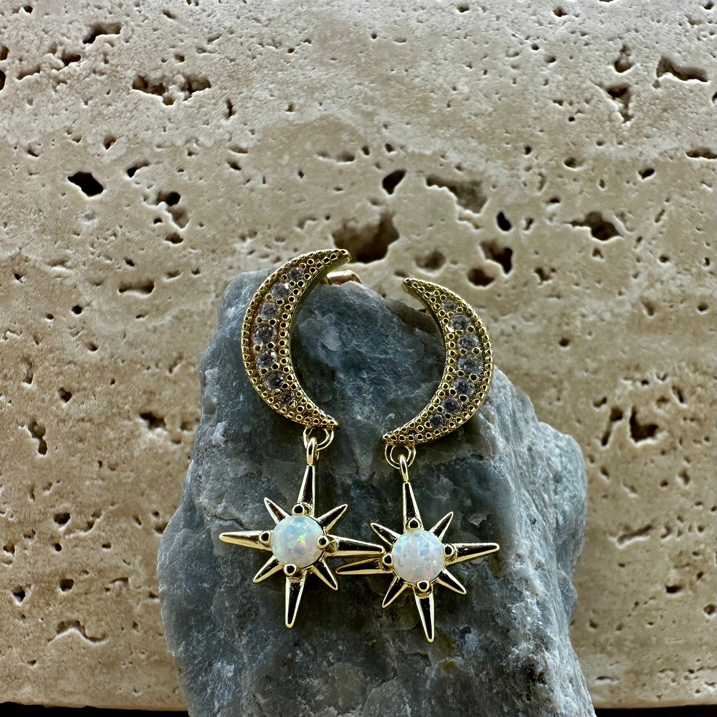 Moon Star Opal Earrings