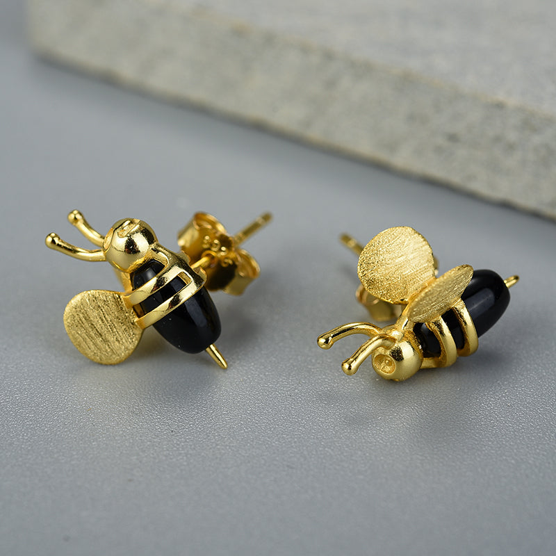 Bee Stud Earrings | Silver Bee Studs | Parure by Asma