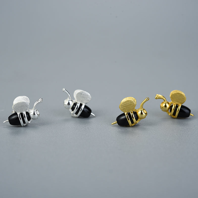 Bee Stud Earrings | Silver Bee Studs | Parure by Asma