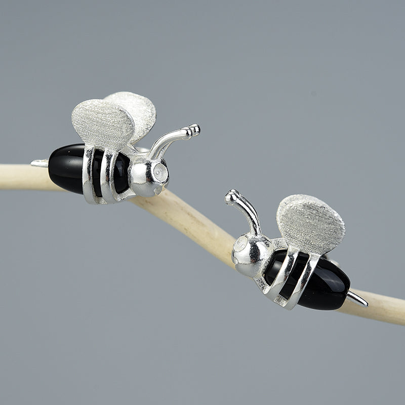 Bee Stud Earrings | Silver Bee Studs | Parure by Asma