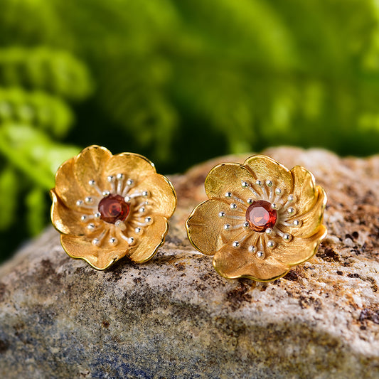 Silver Anemone Studs | Anemone Flower Studs | Parure by Asma