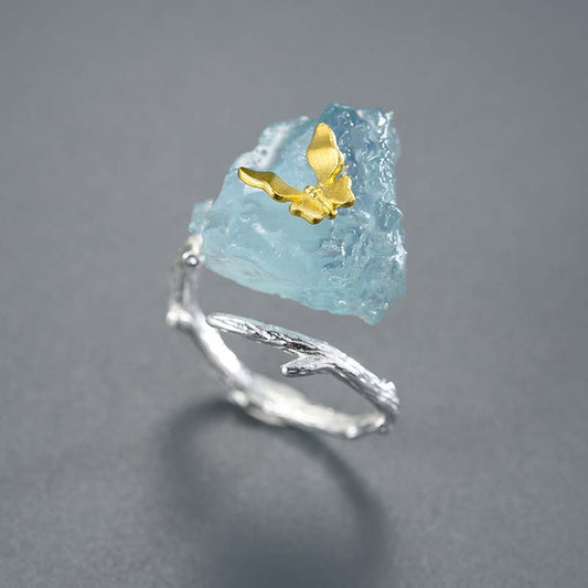 Women's Butterfly Rings | Aquamarine Butterfly Ring | Parure by Asma