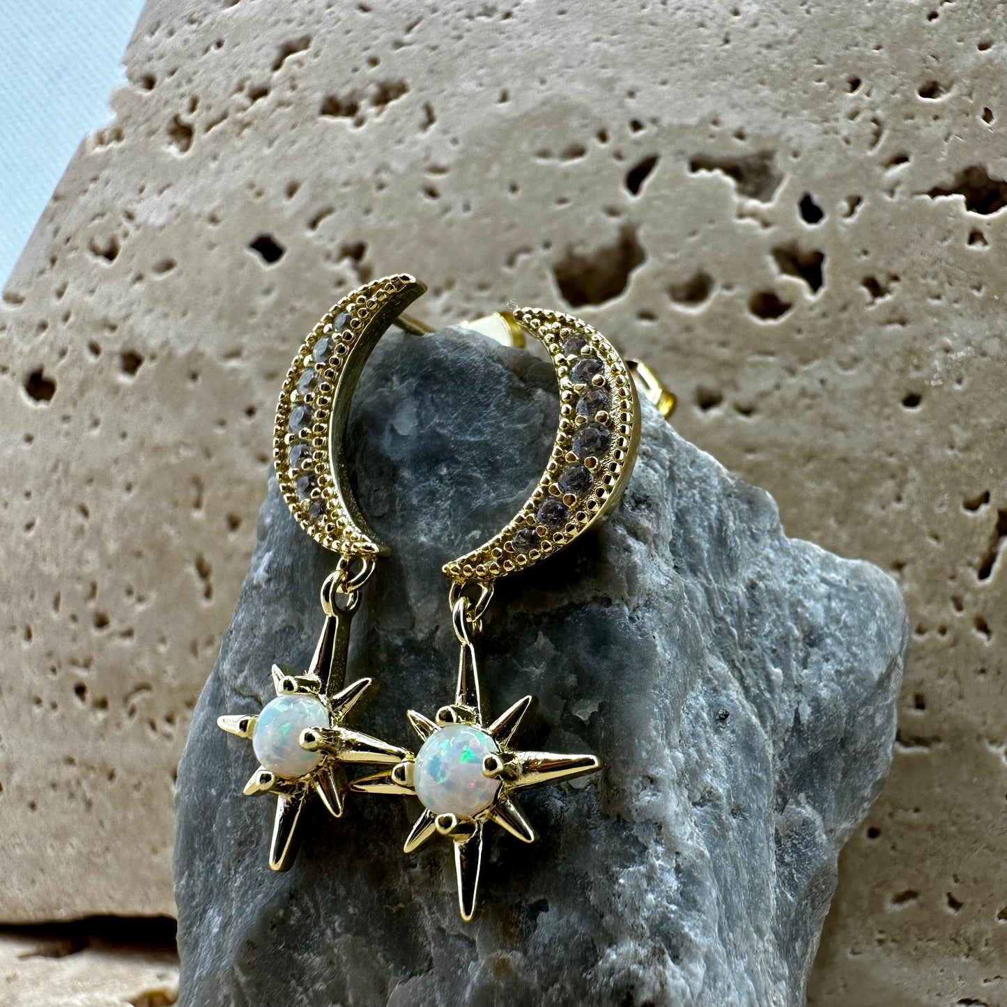 Moon Star Opal Earrings