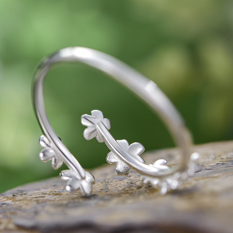 Silver Dainty Ring | Cherry Blossom Dainty Ring | Parure by Asma