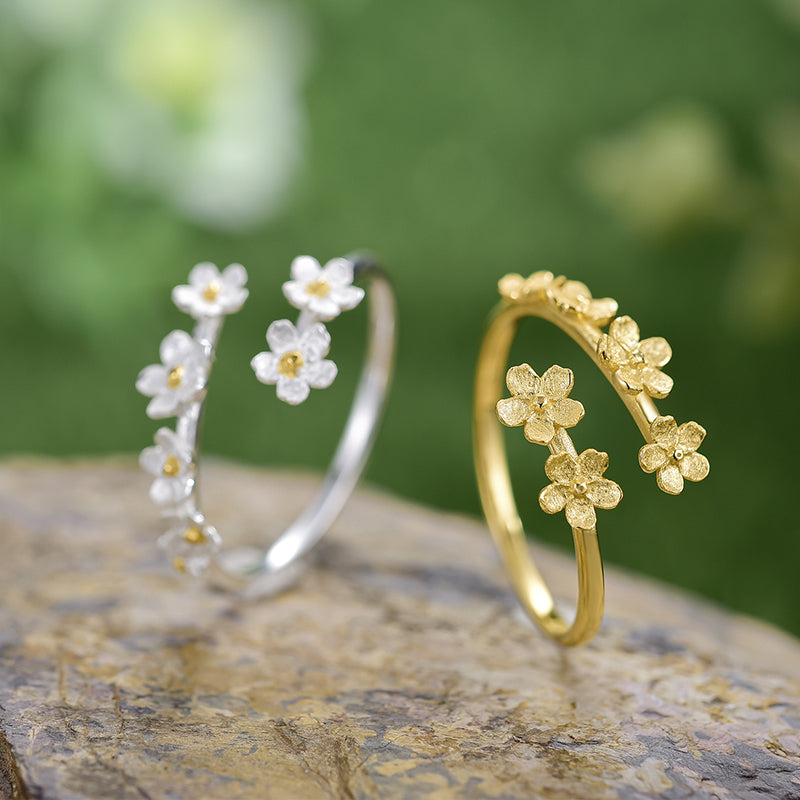 Silver Dainty Ring | Cherry Blossom Dainty Ring | Parure by Asma