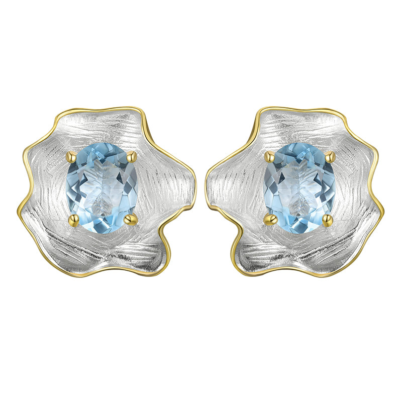 Curled Leaf Studs | Gemstone Statement Studs | Parure by Asma