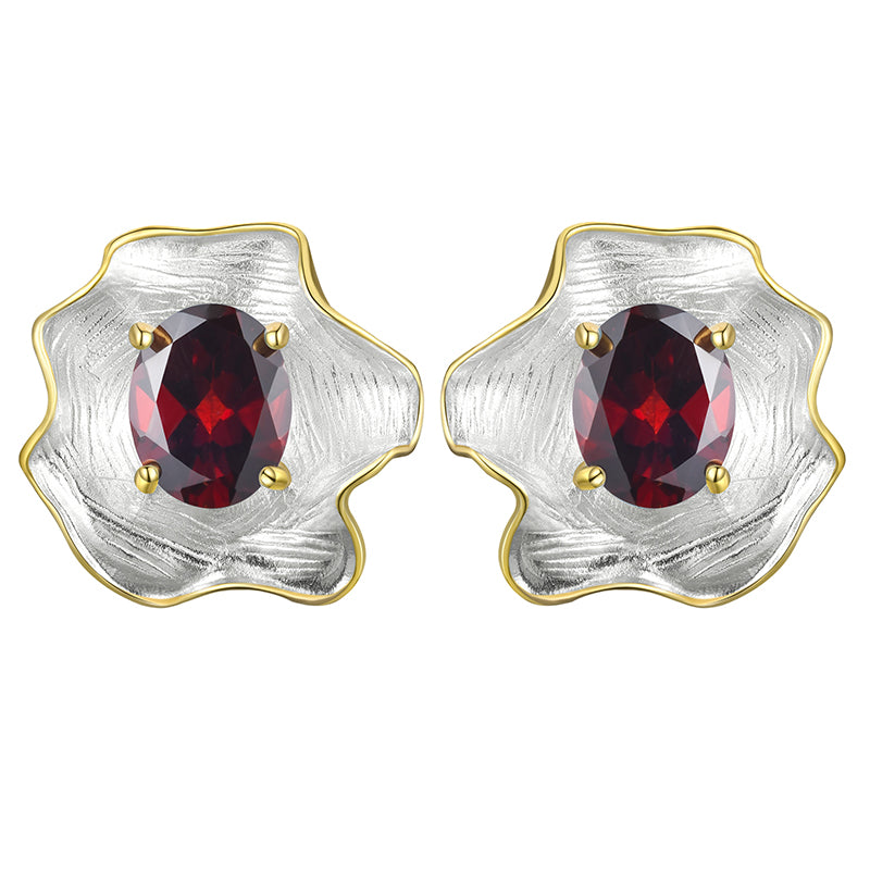 Curled Leaf Studs | Gemstone Statement Studs | Parure by Asma