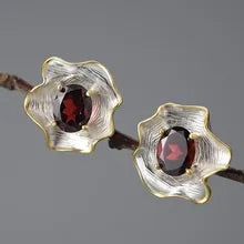 Curled Leaf Studs | Gemstone Statement Studs | Parure by Asma