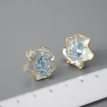 Curled Leaf Studs | Gemstone Statement Studs | Parure by Asma