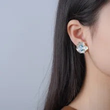 Curled Leaf Studs | Gemstone Statement Studs | Parure by Asma